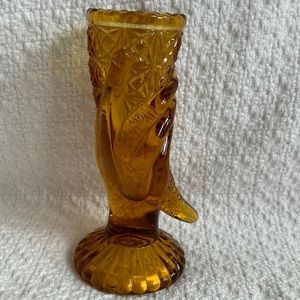 Geo. Duncan & Sons | Cornucopia Hand Vase - Amber-5”-EUC